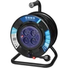 Orno prailginimo laido ritė, 4 lizdai 2P+Z, PVC kabelis H05VV-F 3x1,5mm-, ilgis 25m, fiksuoti lizdai, šiluminė apsauga, srovės kelio sklendės.
