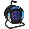 Orno prailginimo laido ritė, 4 lizdai 2P+Z, PVC kabelis H05VV-F 3x1,5mm-, ilgis 25m, fiksuoti lizdai, šiluminė apsauga, srovės kelio sklendės.