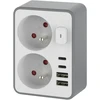 Orno Rozgałęźnik 2x 2P+Z, su ładowarką 2x USB-A + 2x USB-C, max. 3,4 A, 17 W, balta ir-pilka