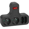 Orno Rozgałęźnik 2x2P+Z + 2x2P, su wyłącznikiem, juoda