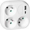 Orno Šakotuvas 3x2P+Z su USB-A+C įkrovikliu, 15,5 W, balta
