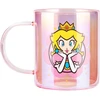 Gertuvė Paladone Super Mario - Princess Peach vaivorykštinis stiklinis puodelis