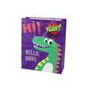 Lean Toys Violetinis popierinis dovanų maišelis su dinozauro motyvu