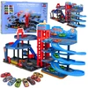 Lean Toys Automobilių aikštelė su 8 metaliniais automobiliais ir dekoratyviniais lipdukais, 4 lygiai