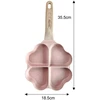 Keptuvė Keptuvė nepridegančia danga, 4 širdies formos sekcijos, rožinė su medine rankena, 35,5x19,2x2,8 cm, Klausberg, kb-7820