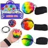 Lean Toys Guminis kamuolys su elastine virve 6,5 cm