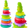 Dėlionė Lean Toys Piramidė su dinozauru ir lipdukais, 12 dalių