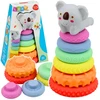 Lean Toys Sensorinė piramidė pastelinė 7 vnt.