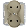 Plastrol Dvigubas kištukinis lizdas -perlų- p/t 2x2p 16a, 250v rėmelių sistemai, satinas