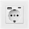 Plastrol Vienvietė kištukinė rozetė 2p+įž. su USB-A+C schuko