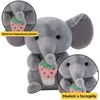 Lean Toys Pliušinis dramblys su braške, 23 cm
