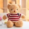 Lean Toys Pliušinis meškiukas su dryžuota maike 32 cm