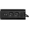 Orno Podwójne Dviguba baldų rozetė su USB įkrovikliu, telefono laikikliu ir 1,5 m laidu, 2x2P+Z, 2xUSB (A tipo, 2,4A), juoda