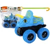Žaislinis dinozauro automobilis Lean Toys, mėlynas/geltonas, 13x12x11,5 cm