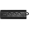 Orno Potrójne Triguba baldų rozetė su telefono laikikliu, USB įkrovikliu ir 1,5 m laidu, 3x2P+Z, 2xUSB (A tipo, 2,4A), juoda