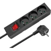 Prailgintuvas, 3 lizdai, 2 m, prancūziško tipo, su jungikliu (3x1,5 mm), Rebel juodas