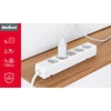 Prailgintuvas 5 lizdų 2m prancūziško tipo be jungiklio (3x1,5 mm) Rebel, baltas