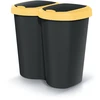 Prosperplast „Compacta B Duo“ šiukšliadėžė, geltona/juoda, talpa 40 l, vienas skyrius, du dangčiai, montuojama ant sienos, NDBS40-1215C_S411