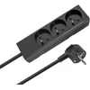 Przedłużacz 3 gniazda 2m typu francuskiego bez przełącznika (3x1,5mm) Rebel juoda
