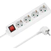 Przedłużacz Prailgintuvas, 4 lizdai, 2 m, vokiško tipo, su jungikliu (3x1,5 mm), Rebel baltas