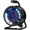 Orno Przedłużacz Prailginimo laido ritė, 4 lizdai 2P+Z, Schuko, PVC kabelis H05VV-F 3x1,5mm², ilgis 25m, šiluminė apsauga, srovės kelio sklendės