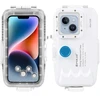 Puluz vandeniui atsparus iPhone dėklas (40 m) su vienkrypčiu vožtuvu (baltas)