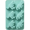 Rice Ryžių kepimo forma su silikonu ir 6 dinozaurais – mėtinė – 30 cm x 20 cm
