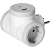 Orno Rozgałęźnik 2P+Z (Schuko) skirstytuvas su 2xUSB įkrovikliu, greitas įkrovimas, baltai pilkas