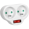 Orno Power splitter with 2 round sockets and a central switch, baltas (OR-AE-13187)