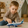 Lean Toys Metalinis lėktuvo žaislas su atgaliniu mechanizmu ir šviesos bei garso efektais 23 cm