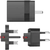 „Speedlink“ – kelioninis įkroviklis su USB-A ir USB-C 15 W jungtimis, skirtas JAV, JK ir ES, juodas