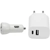 „Speedlink“ – sieninio ir automobilinio įkroviklio rinkinys, USB-A ir USB-C, 15 W, baltas