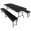Stół Gardlov Folding garden table 180cm + 2 benches - juodas