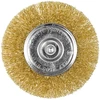 Szczotka 100 mm vielinis diskinis šepetys, gofruota viela, padengtas žalvariu, su 6 mm kotu
