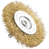 Szczotka 80 mm vielinis diskinis šepetys, gofruota viela, padengtas žalvariu, su 6 mm kotu