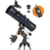 Celestron AstroMaster 130EQ reflektorinis teleskopas su išmaniojo telefono adapteriu ir T2