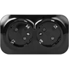 „ToDo“ dvigubas lizdas 2x2P+Z, 16A/230VAC, IP20, Schuko, juodas