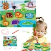 Lean Toys Magnetinė medinė gyvūnų dėlionė su virvele