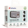 Verbatim GNC-35 GaN įkroviklis, 2 prievadų, 35 W, USB-A/USB-C