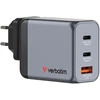 Verbatim GNC-65 GaN įkroviklis, 3 prievadų, 65 W, USB-A/USB-C