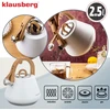Virdulys plieno su gwizdkiem 2,5 l balta, indukcija, klausberg kb-9061