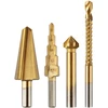 Grąžtas Wiertła Pakopiniai grąžtai 4–12 mm, gręžtuvas 12,4 mm, freza 6x90 mm, įgilinimo skylė 8–20 mm TiN