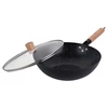 King Hoff Wok Keptuvė su dangčiu, 30 cm, anglinio plieno, marmurinė nelimpanti danga, medinė rankena, „Kinghoff“, kh-1984
