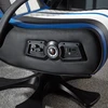 X Rocker „Xrocker Playstation Legend 2.1“ belaidė kėdė ant pjedestalo – balta, mėlyna ir juoda