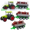 Lean Toys Žaislinis žalias traktorius su rąstų priekaba, 47 cm