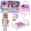 Lean Toys Lėlė Anlily su lova ir tualetiniu staliuku