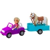 Lean Toys Lėlės rinkinys su automobiliu, priekaba ir arkliu