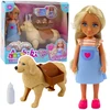 Lean Toys Lėlė su šunimi ir šuniukais, 13 cm