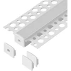 Orno Rinkinys: Komplektas: aliuminio profilis LED juostoms, 2000 x 55 x 13 mm, įleidžiamas, baltas, matinis dangtelis, 4 galiniai dangteliai