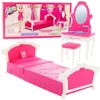 Lean Toys Lėlės miegamojo komplektas su tualetiniu staliuku 29 cm